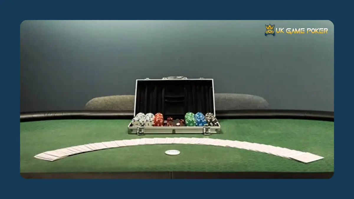 Poker table with cards and chips